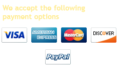 We accept following payment options: 'VISA', 'AMEX', 'MASTER CARD', 'DISCOVER'