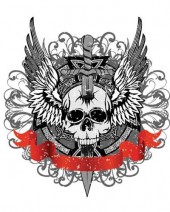 Broken Skull with Knife (White)