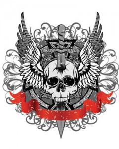 Broken Skull with Knife (White)
