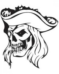 Pirate Skull with Hat T-shirt (White)